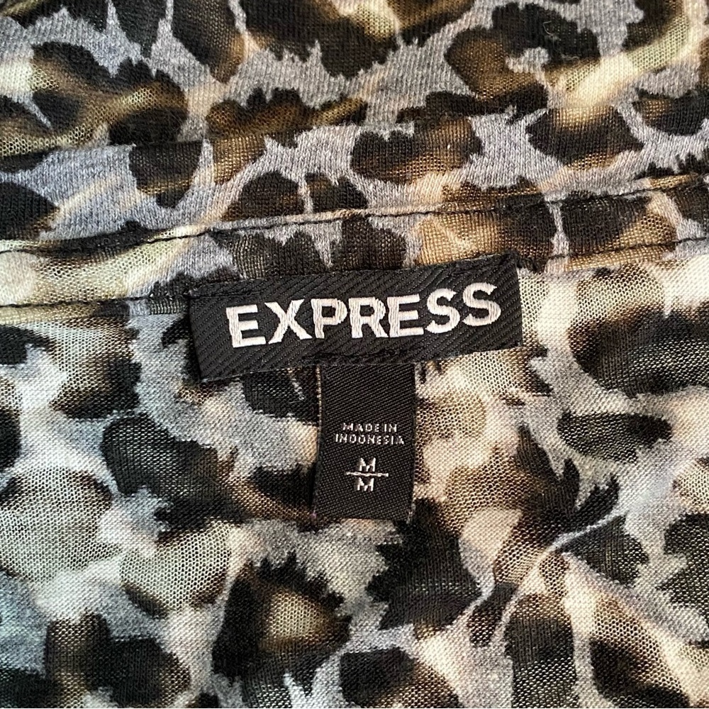 Express Leopard Long Sleeve Sheer Top - Picture 6 of 6